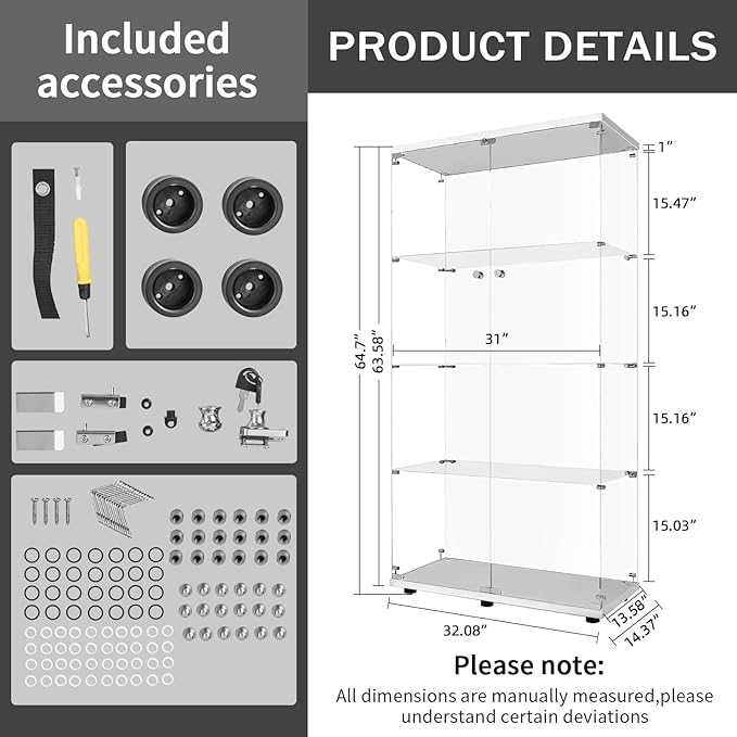 LFT HUIMEI2Y Glass Display Cabinet 4-Shelf