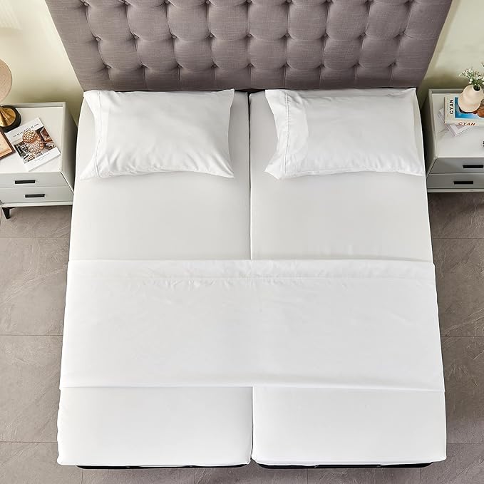 Kingnex Split Queen Sheets for Adjustable Bed Soft 1800 Microfiber 5 Pieces