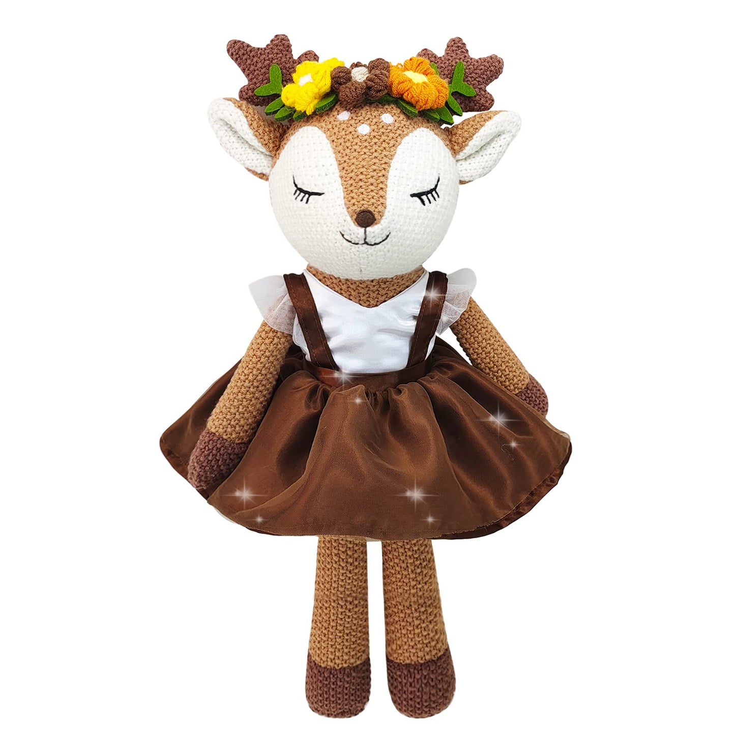 JUSTQUNSEEN Deer Stuffed Animal, 17" Reindeer Plush Toys, Cute Stuffed Animals Deer Ballerina Doll, Stuffed Animals for Girls, Soft Plush Doll Animal Toy, Christmas Birthday Gifts for Baby Kids Girls