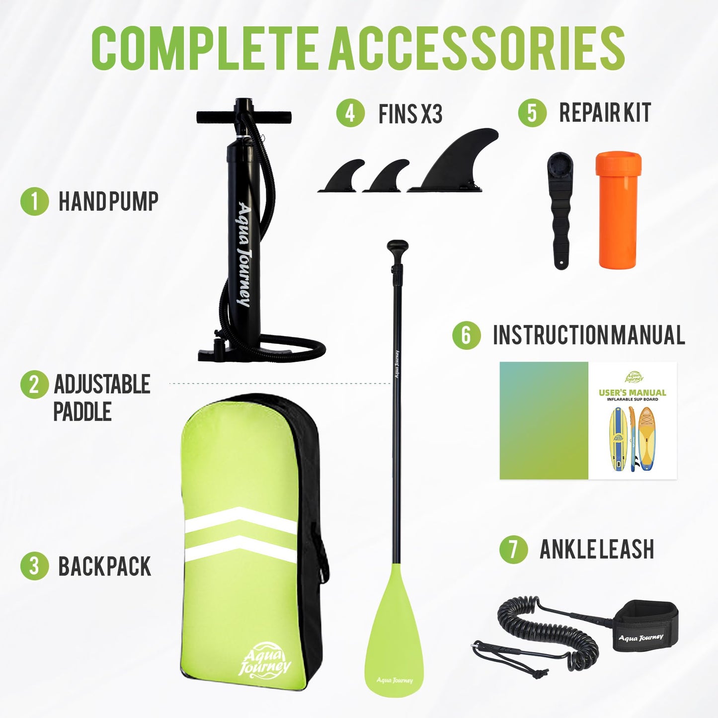 Aquajourney Inflatable Stand Up Paddle Board 10'6", Lightweight & Stable with 3-Fin Maneuverability, Complete Paddleboard Accessories for Adults & Youth, Ideal Outdoor Gift