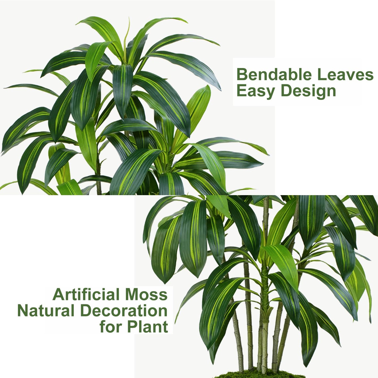 ZEEOZE Dracaena Plant Artificial Tree 6Ft Tall Fake Tropical Floor Plants Potted (Real Touch) Artificial Silk Tree Leaf Faux Trees White Tall Planter for Home Office Living Room Indoor Outdoor Decor