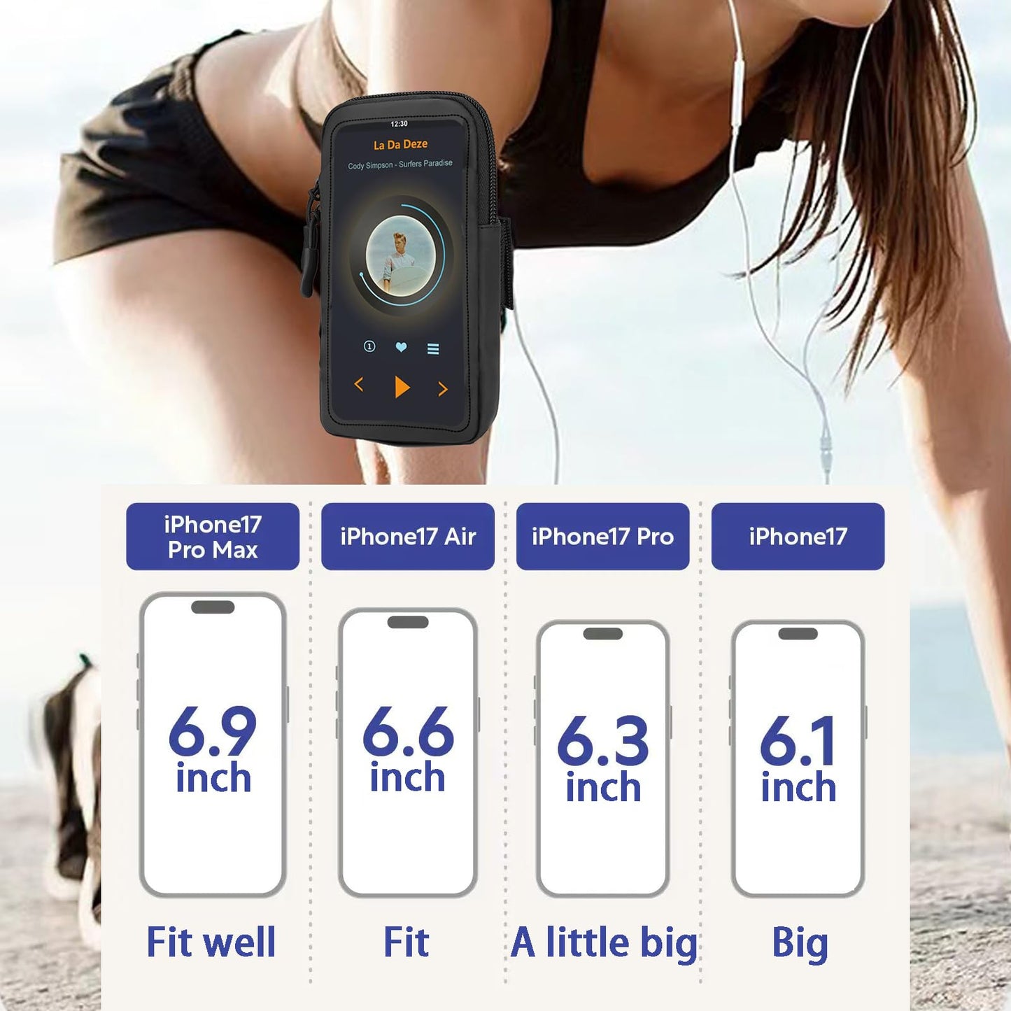 Phone Holder for Running, Walking, and Workout - Adjustable Arm Band Armband for iPhone and Cell Phones - Clear Crossbody Phone Pouch Purse with Strap for Women Men
