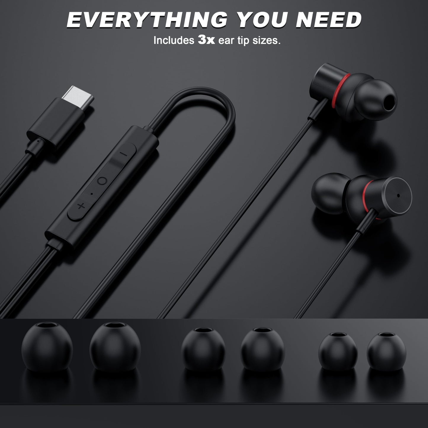 USB C Wired Headphones,【Active Noise Cancelling & One-Click ANC Toggle Button】Ear buds for iPhone 17 16 15 Pro Max USBC Earphones,Hi-Res Sound Type C Earbuds Compatible with iPhone/Android/Galaxy/iPad