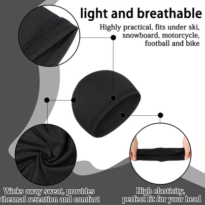 Boao 6 Pieces Cooling Skull Caps Helmet Hard Hat Liner Sweat Wicking Running Beanie Cycling for Men Women (Small,Black)