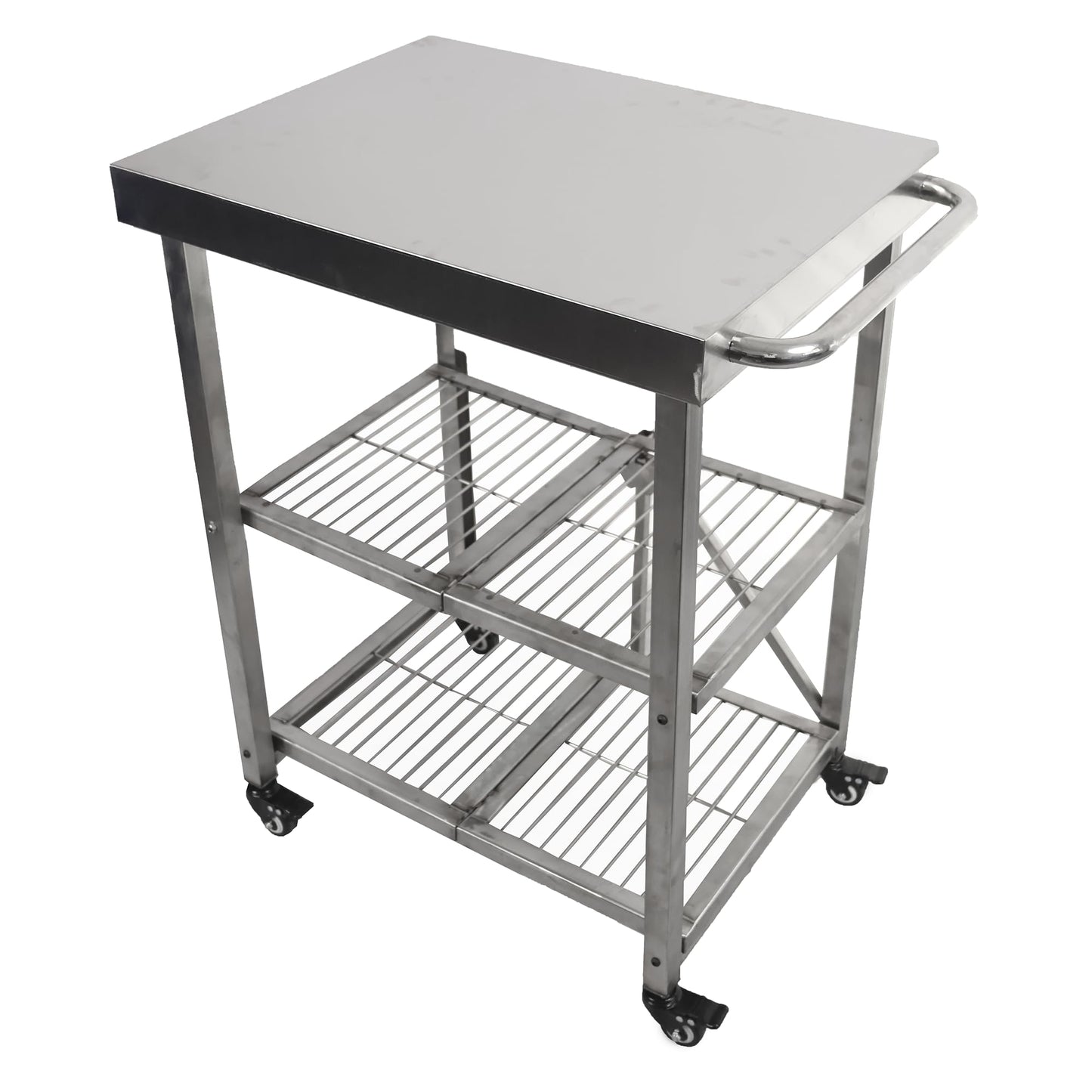 Metrixpio Stainless Steel Kitchen Cart, Foldable Origami Design,Slim Rolling Cart with Storage, Portable Microwave & BBQ, Kitchen Island on Wheels