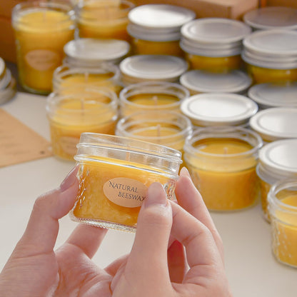 DEYBBY 3 Pack Beeswax Jar Candles Set - Beeswax Candles Gift,18 Hrs Burn - Handpour Bees Wax Candle for Dinner Home Party Spa