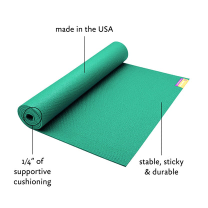 Hugger Mugger Tapas Ultra Yoga Mat - Outstanding 1/4″ Soft Cushion, Lightweight, Made in the USA Sticky Mat, Durable and Long-Lasting