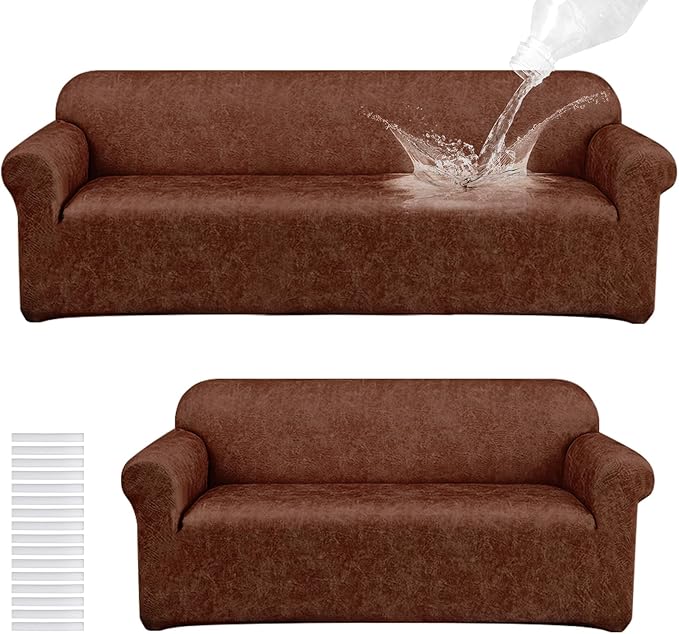 Peryiter 2 Pcs Sofa Covers Couch and Loveseat Covers Set Stretch Sofa Slipcover