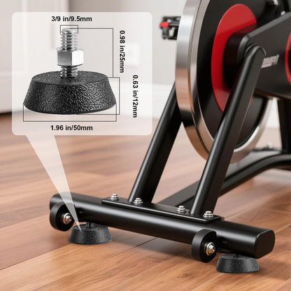 Ztzfacai 4 Pack Exercise Bike Support Foot Pad for Peloton Bike, Upgraded Stainless Steel 3/8" Leveling Screws, Rubber Spin Bike Foot Pads, Non-Slip Shock-Absorbing Replacement Parts, Noise Reduction