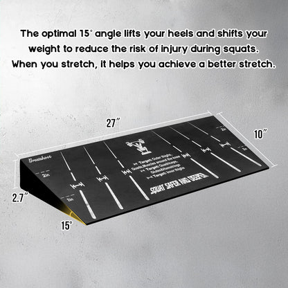 Greatshoot Squat Wedge Block, Professional One-Piece Heel Elevated Slant Board for All-Position Squats, Knees Over Toes, Weightlifting, Calf Stretches ect.. Home and Gym Equipment.