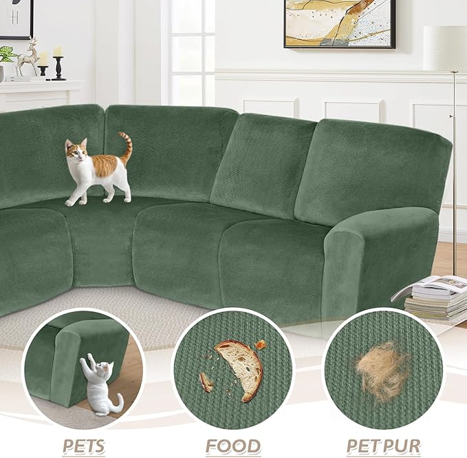 Arfntevss Sectional Recliner Couch Covers Velvet Corner Sectional Sofa Cover