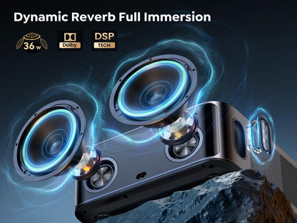 [1500 ANSI/Netflix-Licensed/36W Dolby Audio] Smart-Projector with WiFi 6 and 2-Way Bluetooth, Auto Focus & Keystone, TOPTRO X9 4K Supported Outdoor Movie Projector, Gray