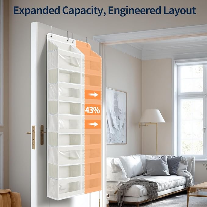 Yecaye 5-Tier Over The Door Organizer Dual-Column, 80lbs Load Extra Large Over