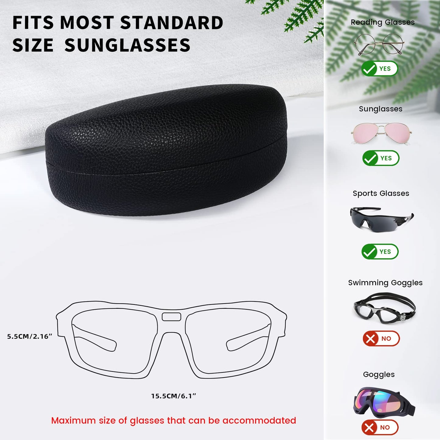 molshine Hard Shell Sunglasses Case,Classic Large Glasses Case with Cleaning Cloth and Pouch for Women Men Travel(Black)