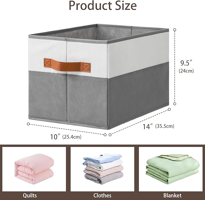 4 Pack Large Storage Bins with Handle, Collapsible Storage Basket
