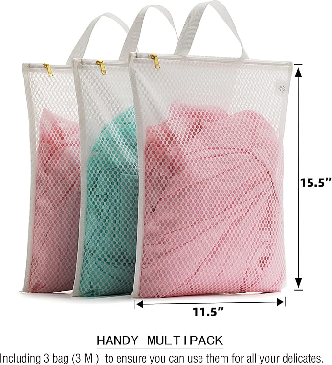 TENRAI Laundry Bag Mesh Wash Bag，Use YKK Zipper，Tote Bag Bathroom Hanging