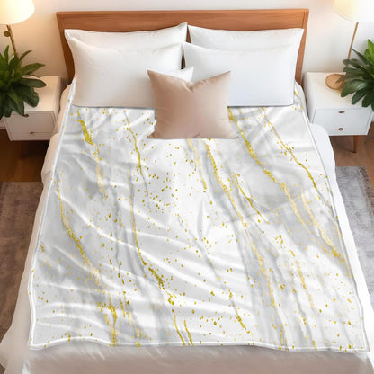 PAOABIU Grey and Golden Blankets, Marble Throw Blanket for Couch Bed Sofa, Minimalism Blankets and Throws - Super Soft Cozy Plush Flannel Blanket Gifts & Decor, 66x90