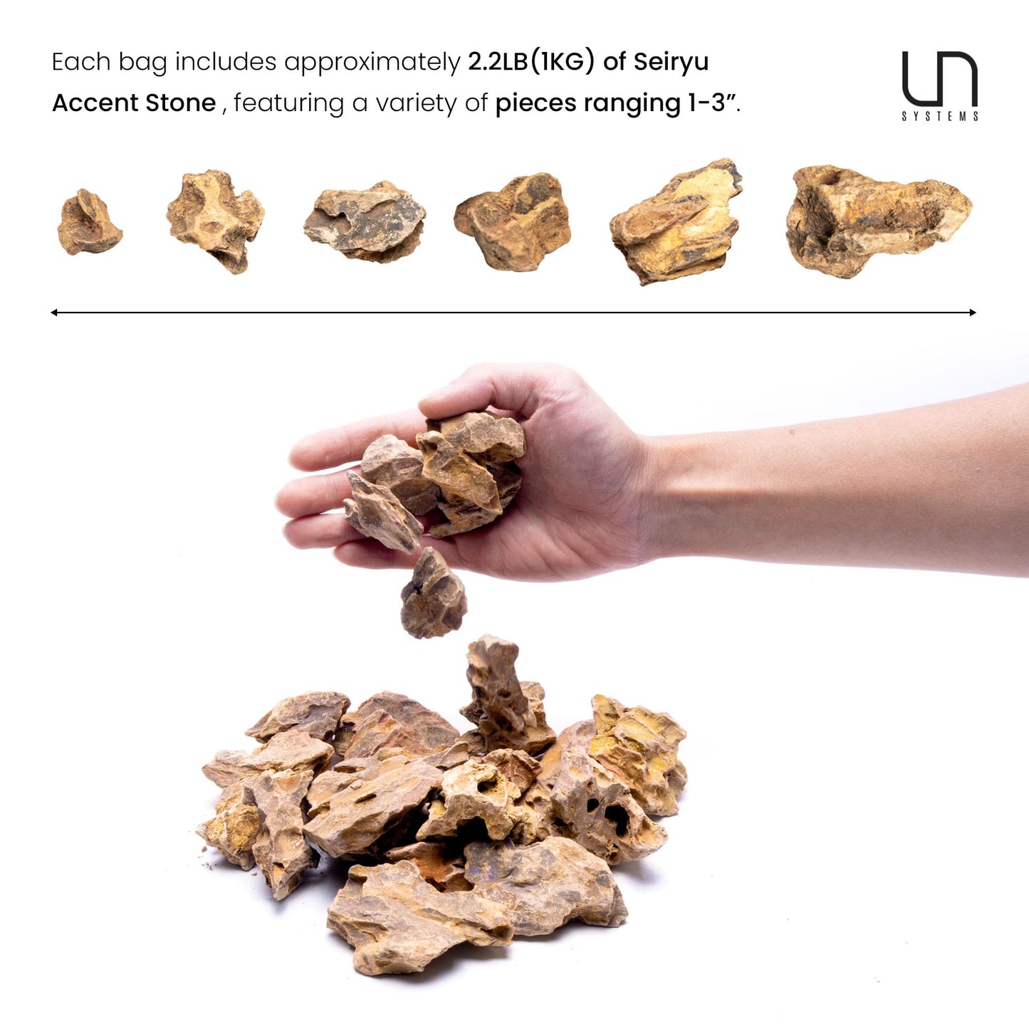 UNS Accent Stone - Aquascaping Hardscape for Freshwater Aquarium Aquascape - Shrimp, Turtle, Betta Fish Tank Decoration - Yellow Red Small Rock for Terrariums & Vivariums - Dragon Stone Ohko, 2.2 lb