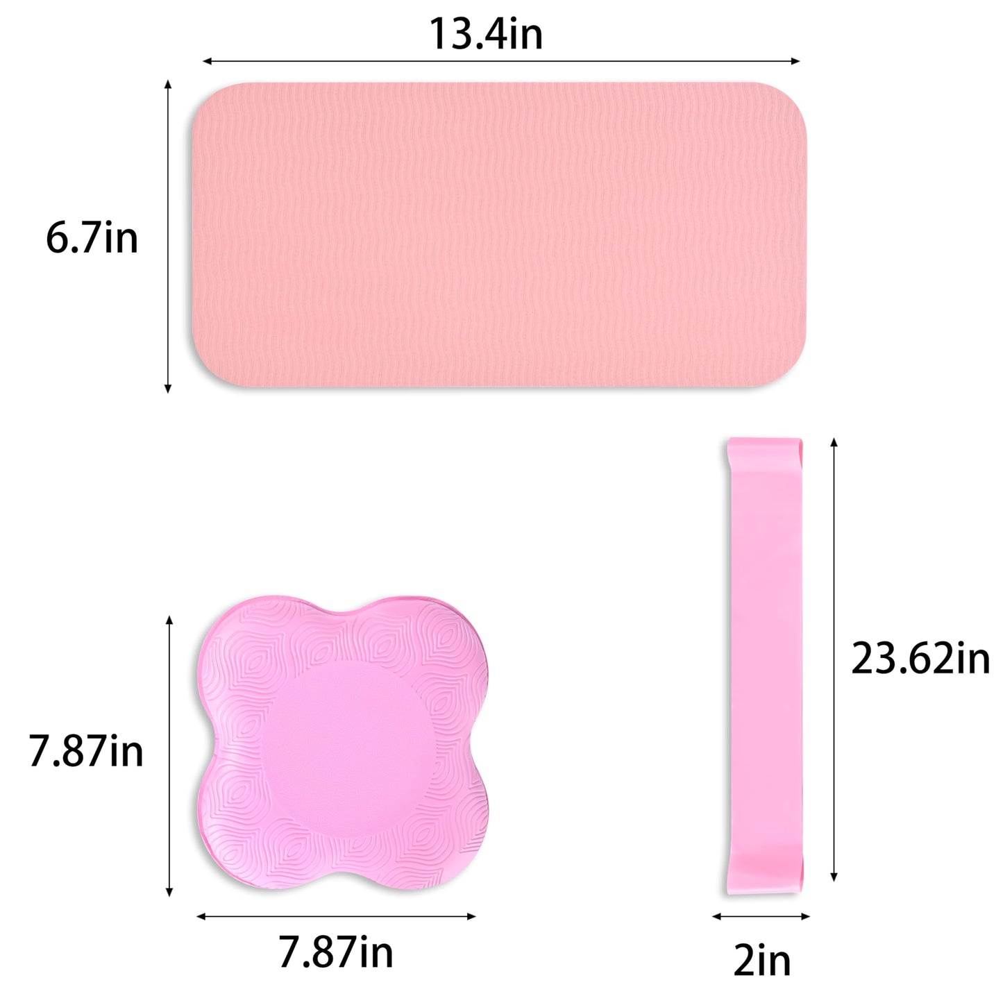 Yoga Knee Support Pad for Women Pilates Kneeling Cushion | Elbows Wrist Hands Head Foam Extra Thick Men Exercise Knees Pads Set of 6 Pieces (Pink)
