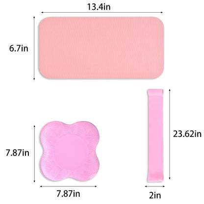 Yoga Knee Support Pad for Women Pilates Kneeling Cushion | Elbows Wrist Hands Head Foam Extra Thick Men Exercise Knees Pads Set of 6 Pieces (Pink)