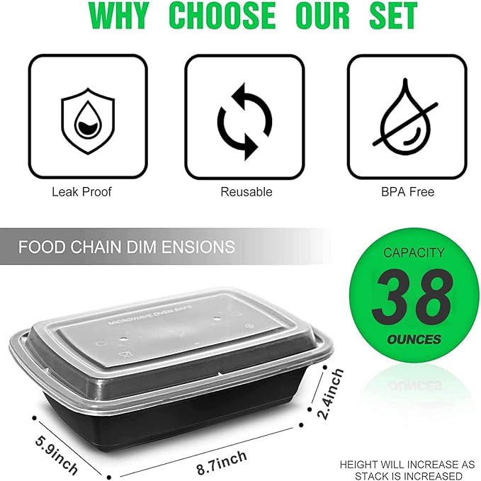 WGCC Meal Prep Containers Plastic Food Storage Containers