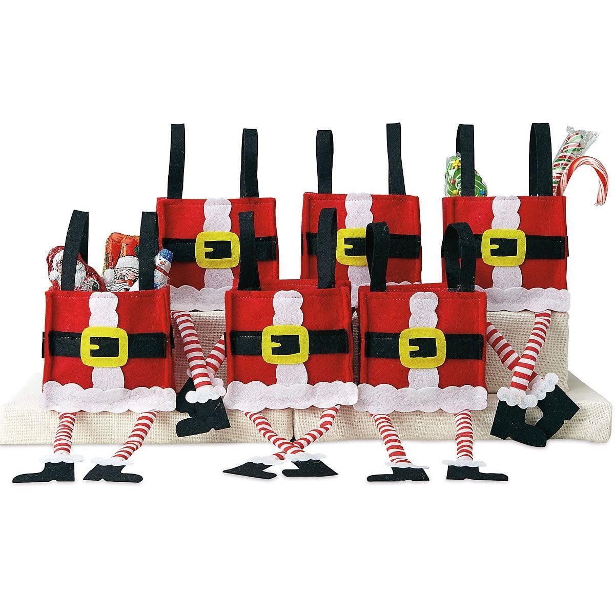 Santa Pants Christmas Treat Bags, Set of 6 Gift Bags for Children Holiday Parties Teachers Decorations