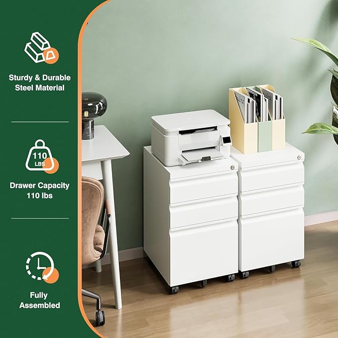 Letaya 3 Drawer Mobile File Cabinet