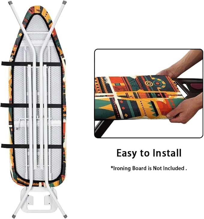 Ethnic Tribal Print Ironing Board Cover Vintage Geometric Zigzag Standard Size
