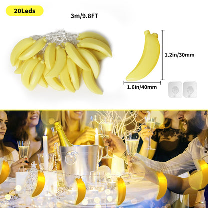 SDOUBLEM 3M 20LED Fruit Banana String Lights Battery Powered Indoor Outdoor Lighting Lamp for Wedding Home Birthday Garden Yard Patio Party Decorations