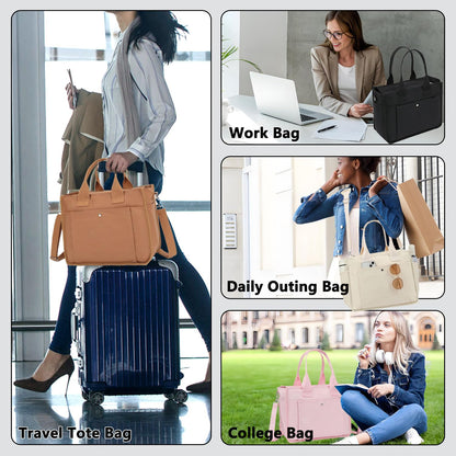 Fammart Large Canvas Tote Bag for Women with Zipper & Compartments, Crossbody Laptop Bags for Work College Travel