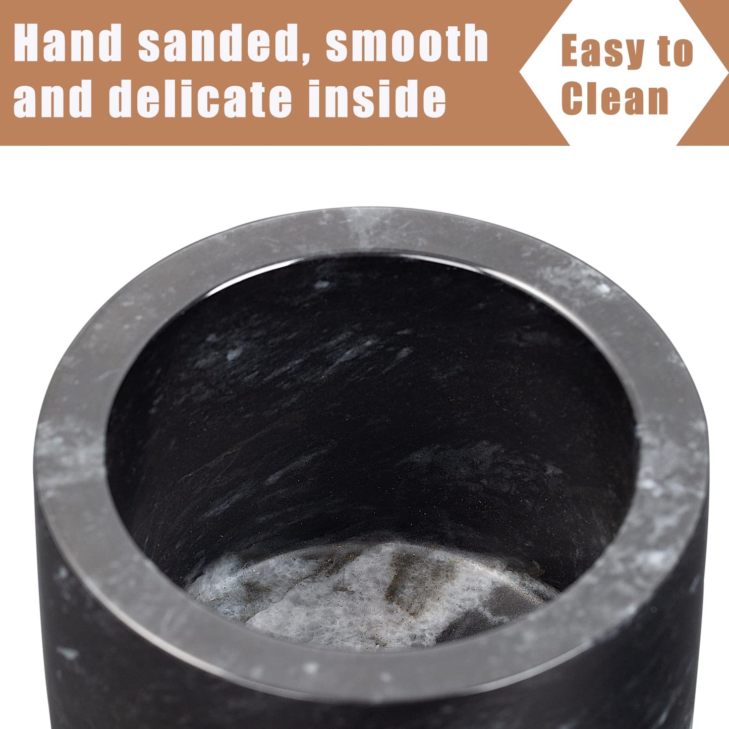 NHKRTE 15-Ounce Marble Salt Shaker Set with Lid and Spoon, Black and White