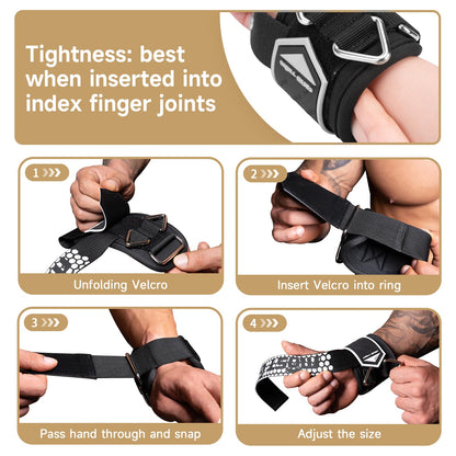MOST GRIP Drip Glue Non-Slip Wrist Straps for Weightlifting, 2-in-1 Lifting Straps with D Rings for Cable Machine Workout, 10mm Neoprene Padded Wrist Wraps for Weight Lifting Deadlift (Black-White, M (6.3-8.3Inch))