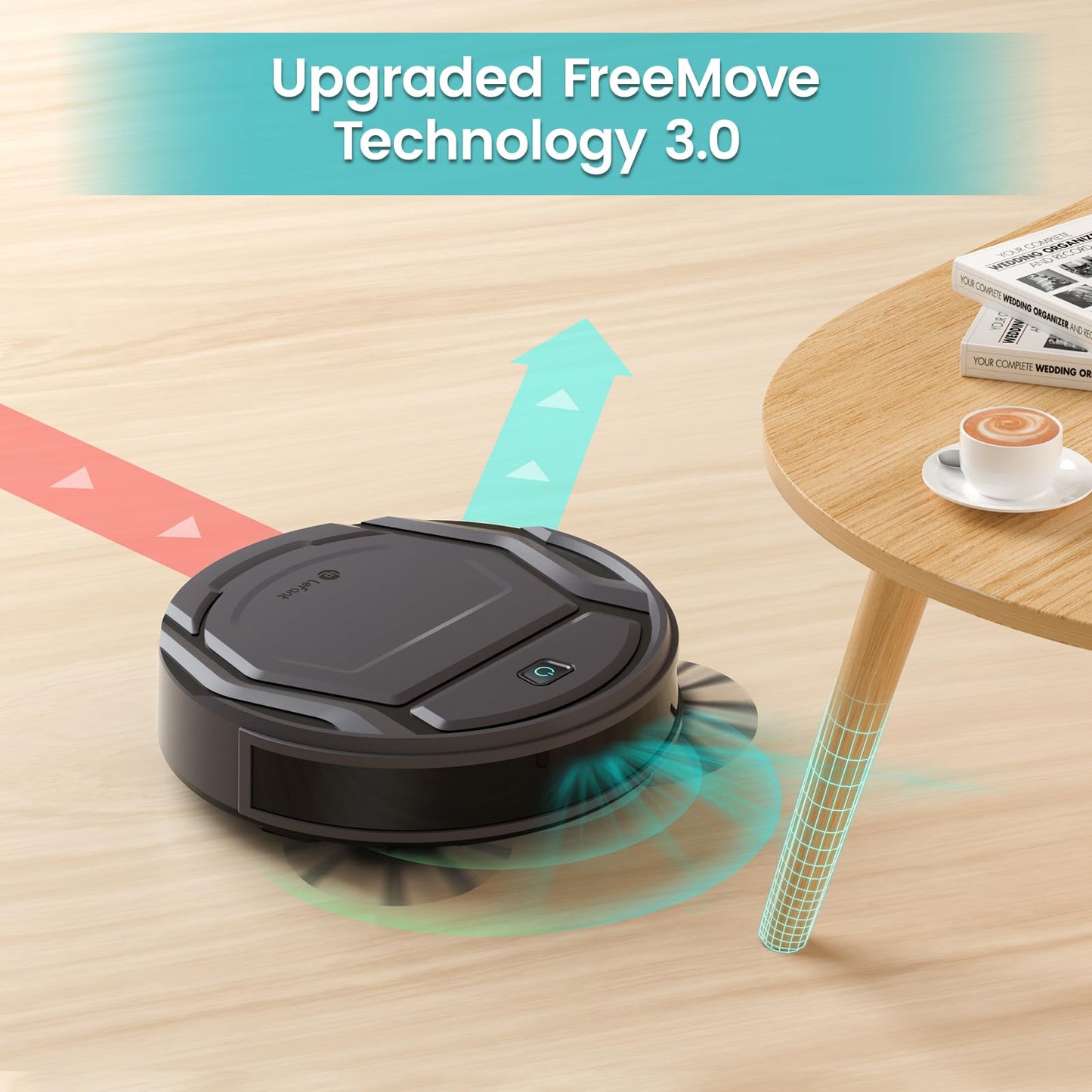 Lefant Robot Vacuum Cleaner, 120 Mins Runtime, Compact Design, Low Noise, Powerful Suction, Wi-Fi/App/Voice Control, Self-Charging, Scheduled Cleaning, Ideal for Pet Hair and Hard Floors, M210 Black