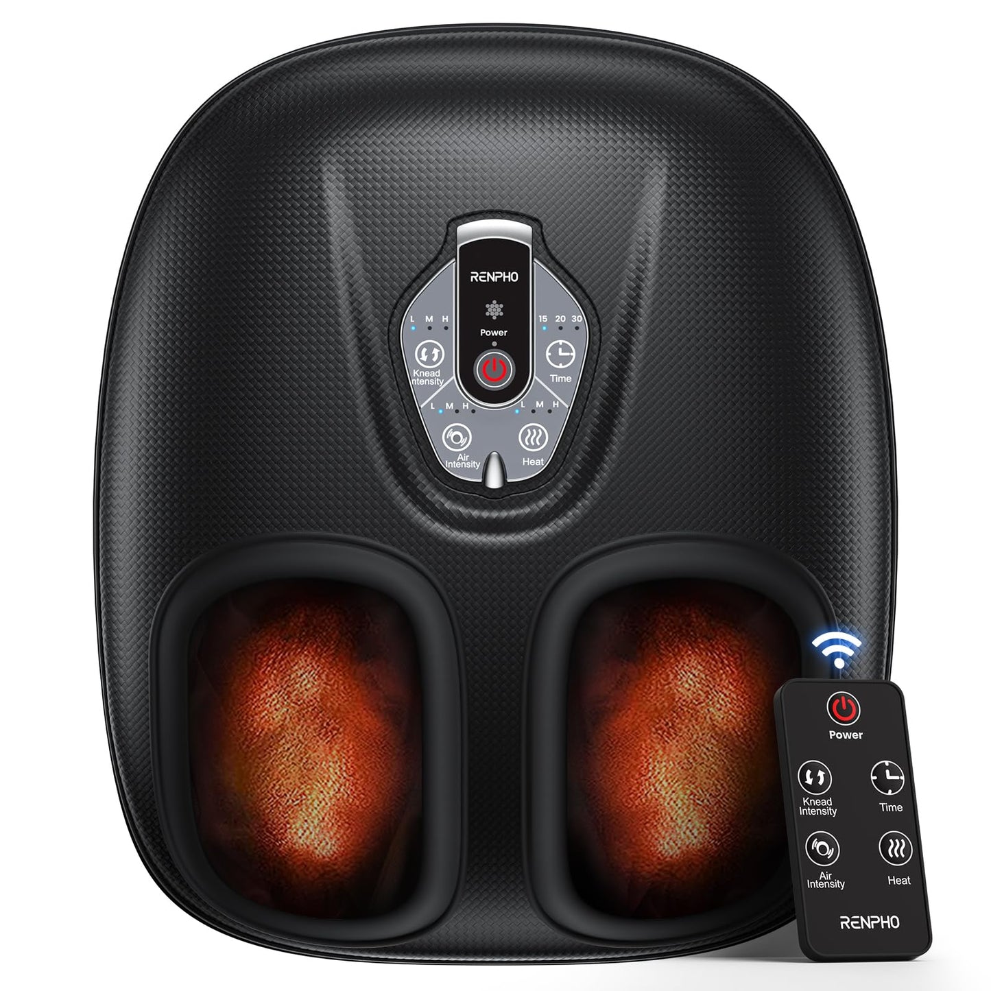 RENPHO Foot Massager Machine with Heat [2026 Upgraded], Shiatsu Foot Massager for Plantar Fasciitis, Foot Massager Machine for Women, Wireless Control, True Full Foot Massager, Up to Size 14, BK
