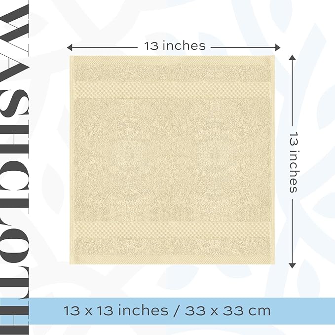 White Classic Luxury Cotton Washcloths 13x13 Inch