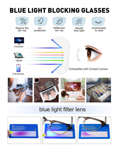 Perfectmiaoxuan Blue Light Blocking Glasses,Computer/Gaming/Screen Glasses for Women or Men，Anti Blue Light & UV