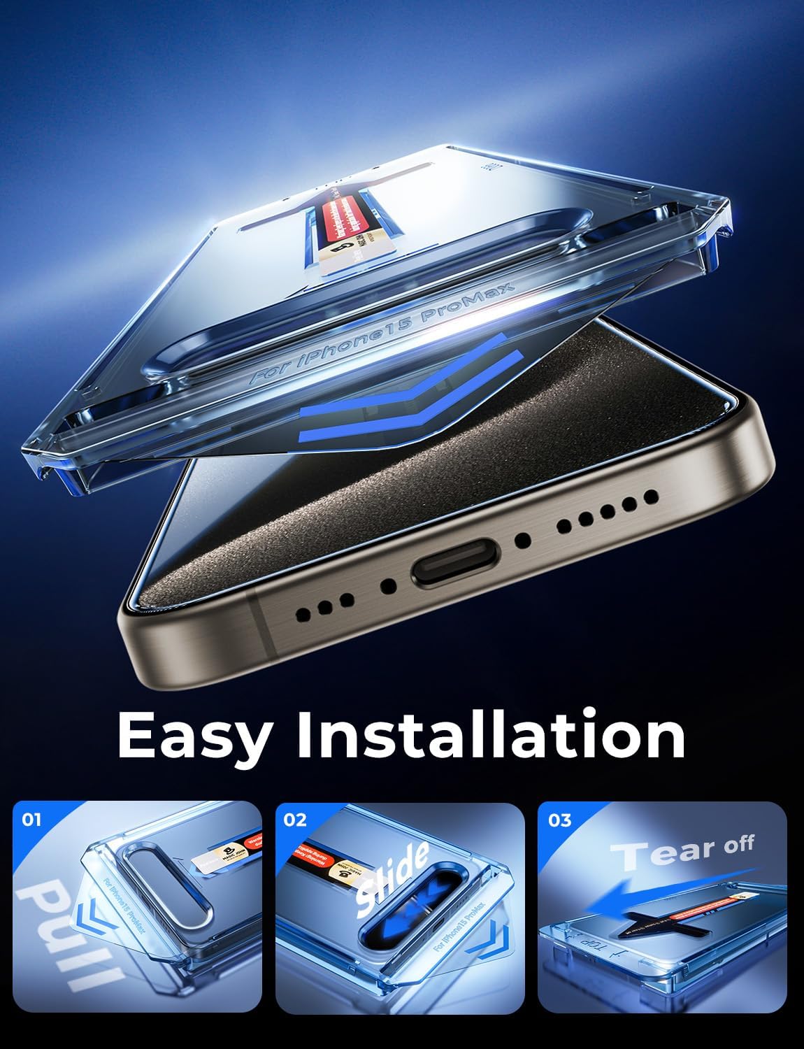 MAGIC JOHN 2 Pack for iPhone 15 Pro Max 6.7 inch Tempered Glass Screen Protector, Auto Dust-Elimination Installation, Bubble Free, Dynamic Island Compatible, HD Clear, Easy Installation