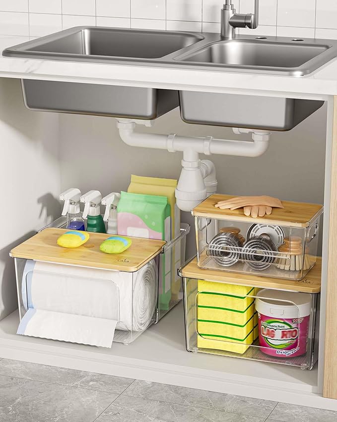 Trash Bag Dispenser Holder - 3 in 1 Acrylic Plastic Garbage Bag Pantry Organizer
