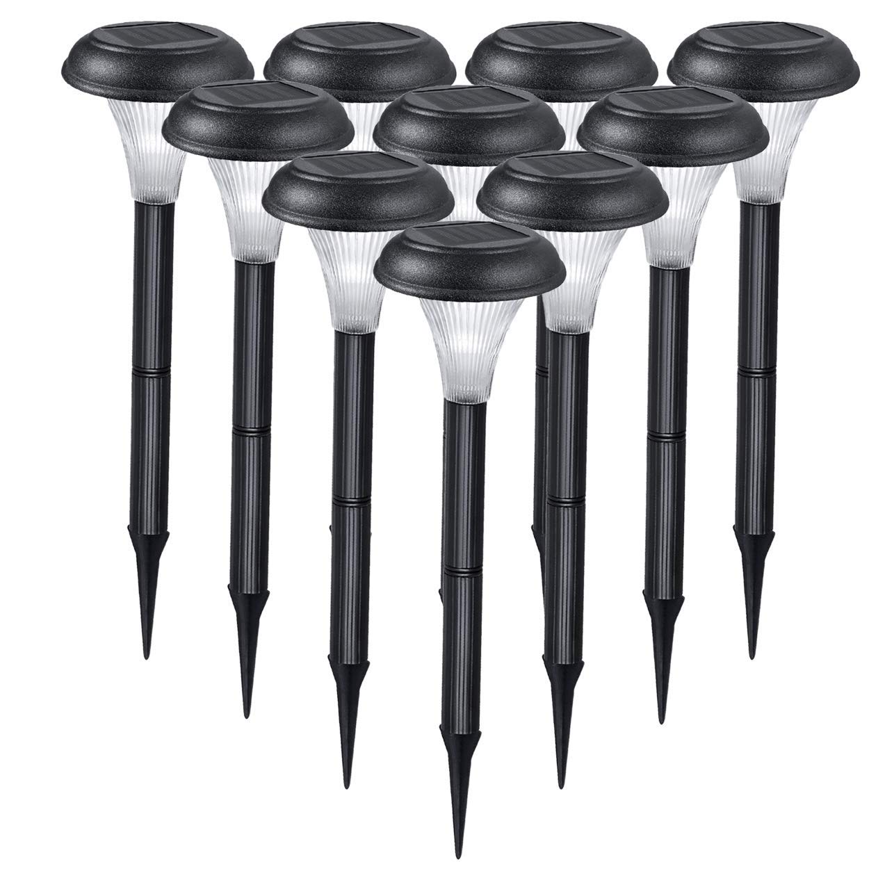 Solar Garden Lights for Outdoor – 10 Brightest Light Set - Transform Your Paths, Garden, Flowerbeds, Borders and Drive - Easy NO Wires Install - Double Waterproof Seal - Stylish Design and 30cm Tall