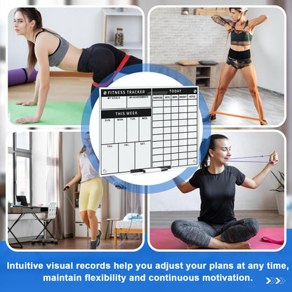 Lincia Glass Dry Erase Whiteboard Fitness Tracker 24 X18 Inch Frameless Mounted Schedule Planner Goal and Task Whiteboard for Home Apartment and Gym Use Marker and Eraser Included
