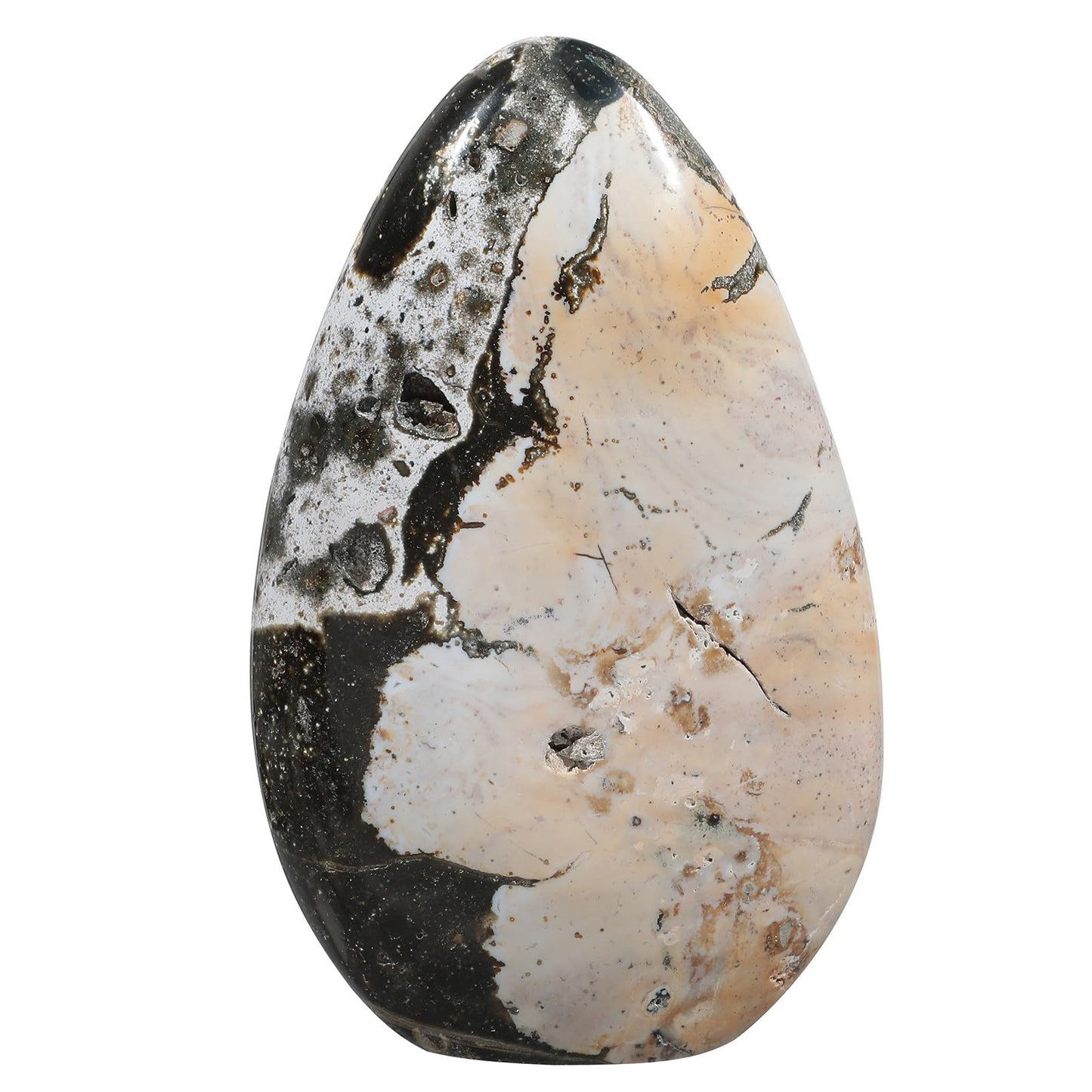 Nupuyai 911g-1135g Natural Ocean Jasper Stone for Home Decor, Irregular Self-Standing Stone Specimen Polished Statue for Prayer, Meditaion