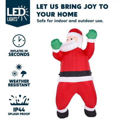 Joiedomi 5.5 FT Tall Christmas Inflatables Outdoor Decorations Hanging Santa with Gift Bag, Christmas Blow Up Climbing Santa Yard Decoration with Build-in LED for Xmas Party, Garden, Lawn Decor