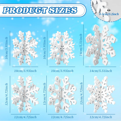 OuMuaMua 6 Set Snowflake Christmas Table Decorations - 12pcs White Wooden 3D Snowflake Decor Tabletop Centerpiece for Christmas Party Supplies Home Decor