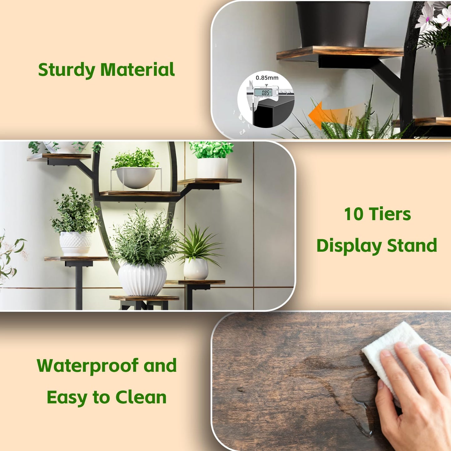 Gavnglin 53" Plant Stand Indoor with Grow Lights, 10-Tier Space-Saving Plant Shelf for Small Apartments, Lighted Indoor Plant Growing Display Rack for Living Room, Balcony & Bedroom
