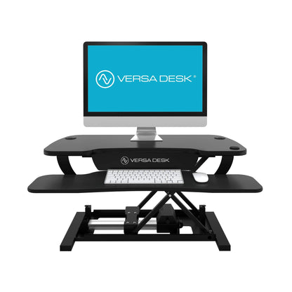 Power Pro Electric Height-Adjustable Desk Riser by VersaTables | USA Manufactured | Standing Desk Converter | Sit to Stand Desktop with Keyboard + Mouse Tray | 36"x 24" | Black