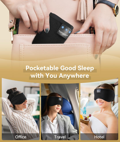 TOPOINT Sleep Mask with Headphones Bluetooth 5.4 Wireless, Sleep Headphones Earphones Earbuds with Microphone HD Speakers Music, Blackout Eye Mask for Sleeping Travel Meditation Men Women Cool Gadgets