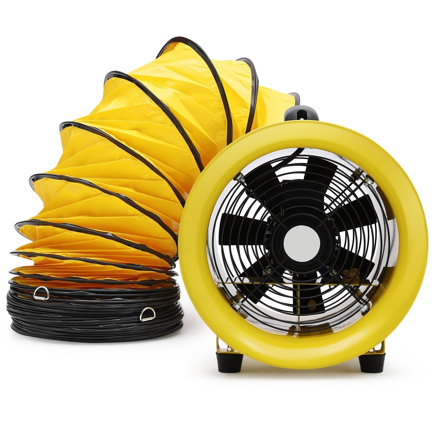 10 in Utility Blower Fan, 3300 RPM High-Speed Ventilation Fan with 33 ft PVC Duct Hose, CE & IP44 Waterproof Rated, Industrial Portable Air Blower Ventilator for Basements, Tunnels, Factories