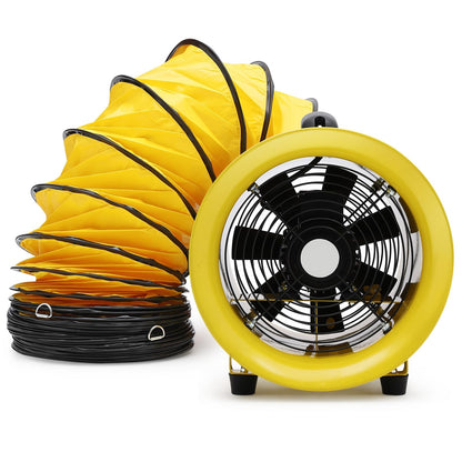 10 in Utility Blower Fan, 3300 RPM High-Speed Ventilation Fan with 33 ft PVC Duct Hose, CE & IP44 Waterproof Rated, Industrial Portable Air Blower Ventilator for Basements, Tunnels, Factories