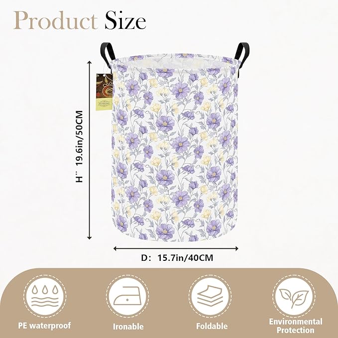 HUNRUNG Laundry Hamper, Large Canvas Fabric Lightweight Storage Basket Toy