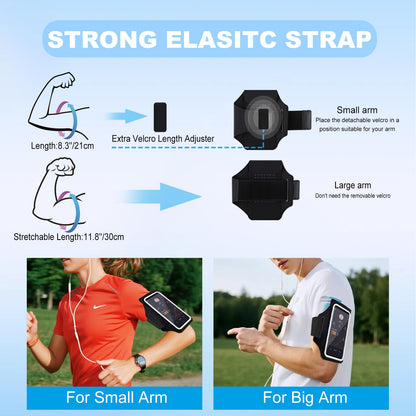 Running Armband with Earphone Pouch & Card Slot, Running Phone Holder for iPhone 17 16 15 14 Pro Max Plus Galaxy S25 S24 S23 Ultra, Up to 6.8" Phones